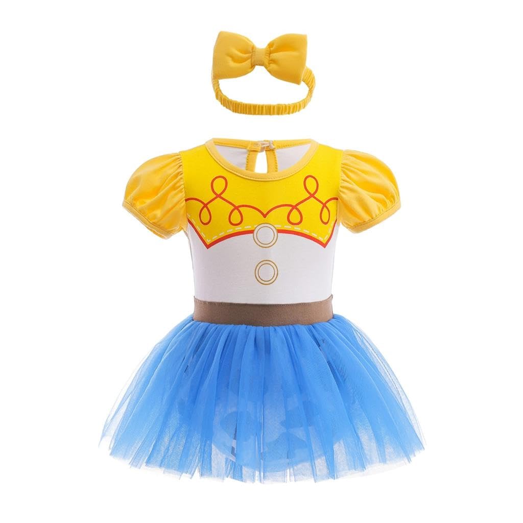 Dressy Daisy Infant Baby Girl Cowgirl Princess Onesie Romper Dress Halloween Costume Bodysuit With Headband Size 9-12 Months