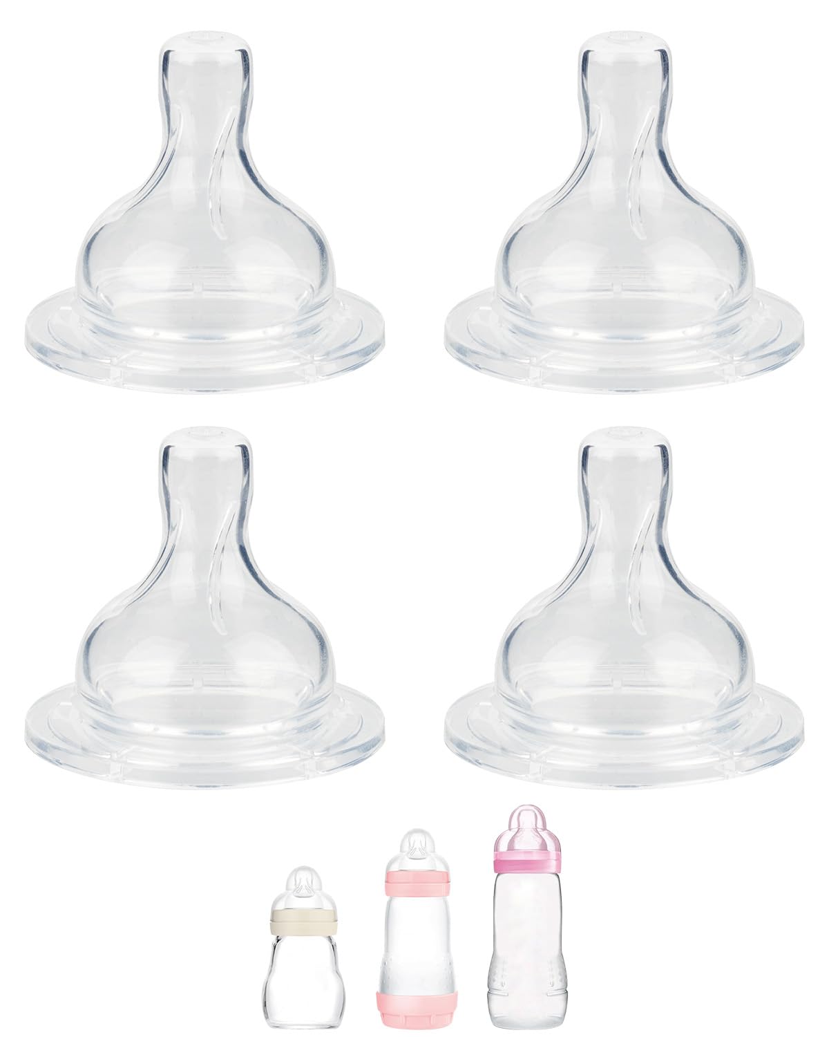 Silicone Nipple for MAM Baby Bottle, Fits All MAM Bottles, Extra Fast Flow Nipple Level 4, 6 m+, 4 Count