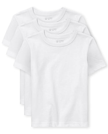 The Children'S Place Baby Boys And Toddler Short Sleeve Basic Layering T-Shirt Shirt, White 3 Pack, 12-18 Months Us