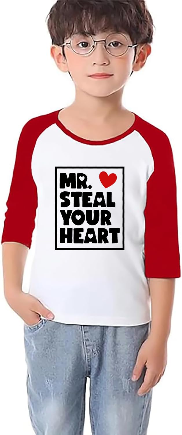 Future Ladies Man Current Mama'S Boy Raglan T-Shirt Toddler Boy Valentine'S Day 3/4 Sleeve Top Spring Cotton Outfit (5-6T, Red6)