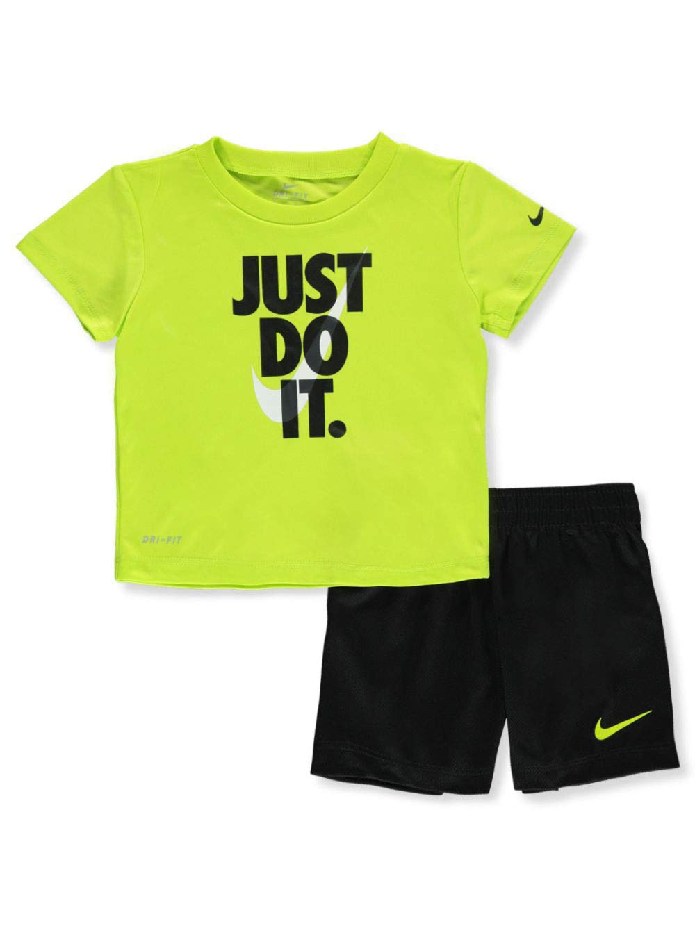 Nike Boys Dri-Fit T-Shirt & Shorts 2 Piece Set (Black w Cyber(66F026-KY2),12 Months)