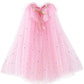 Little Girl Cape Cloak Dresses Coat Matching Princess Wedding Birthday Party Halloween Star Sequins Summer Cape Cloaks Costumes