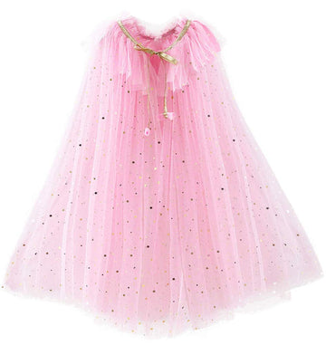 Little Girl Cape Cloak Dresses Coat Matching Princess Wedding Birthday Party Halloween Star Sequins Summer Cape Cloaks Costumes