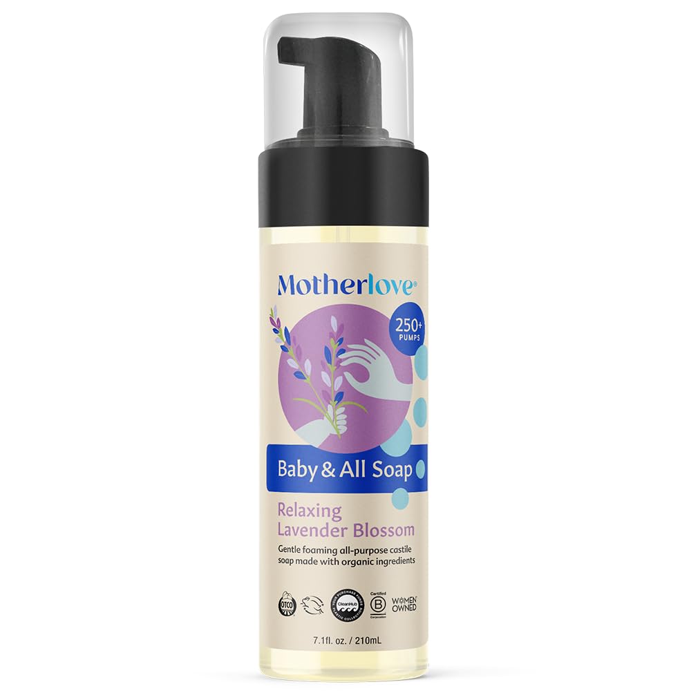 Motherlove Baby & All Soap (7.1 Oz) Gentle Foaming All-Purpose Castile Soap Made With Organic Ingredients - Relaxing Lavendar Bl