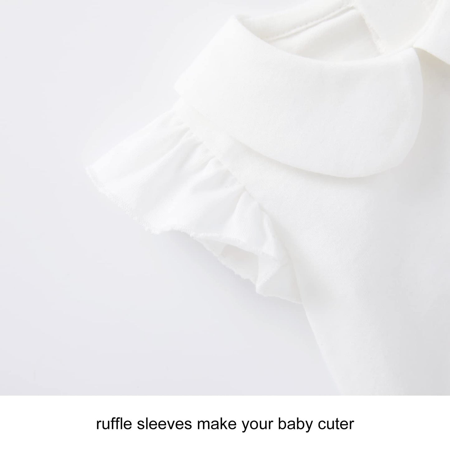 Pureborn Baby Girl Bodysuit Infant Girl 'S Short Ruffle Sleeve Romper Cotton One-Piece Summer Outfit 6-9 Months White