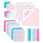 Spasilk Bath Hooded Towels & Washcloths Set For Babies, 23-Piece Gift Set, White Butterfly