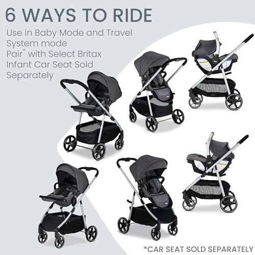 Britax Grove Modular Stroller, Lightweight Stroller With Cozyfit Insert And Bumper Bar, 6 Ways To Ride, Safewash, Pindot Stone