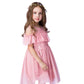 Fancy Flower Girl Wedding Party Dress Cold Shoulder Princess Pink Tutu Tulle Birthday Halloween Christams Dress 8-9 Years