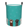 Pevtufa Cute Cat Paw And Dog Foldable Laundry Basket Organizer,Fabric Clothes Toy Storage Basket Nursery Hamper Storage Bin For 