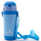 Insulated Straw Water Bottle | Kids Insulated Bottle | Thermos Bottle 12 Ounce Bottle - By Primo Passi (Blue)