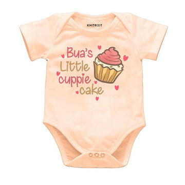 Knitroot Bua Family Special Onesies, Unisex Baby Kids Cotton Lycra Envelope Neck Half Sleeve Peach Romper, Bodysuit, Sleepsuit, 