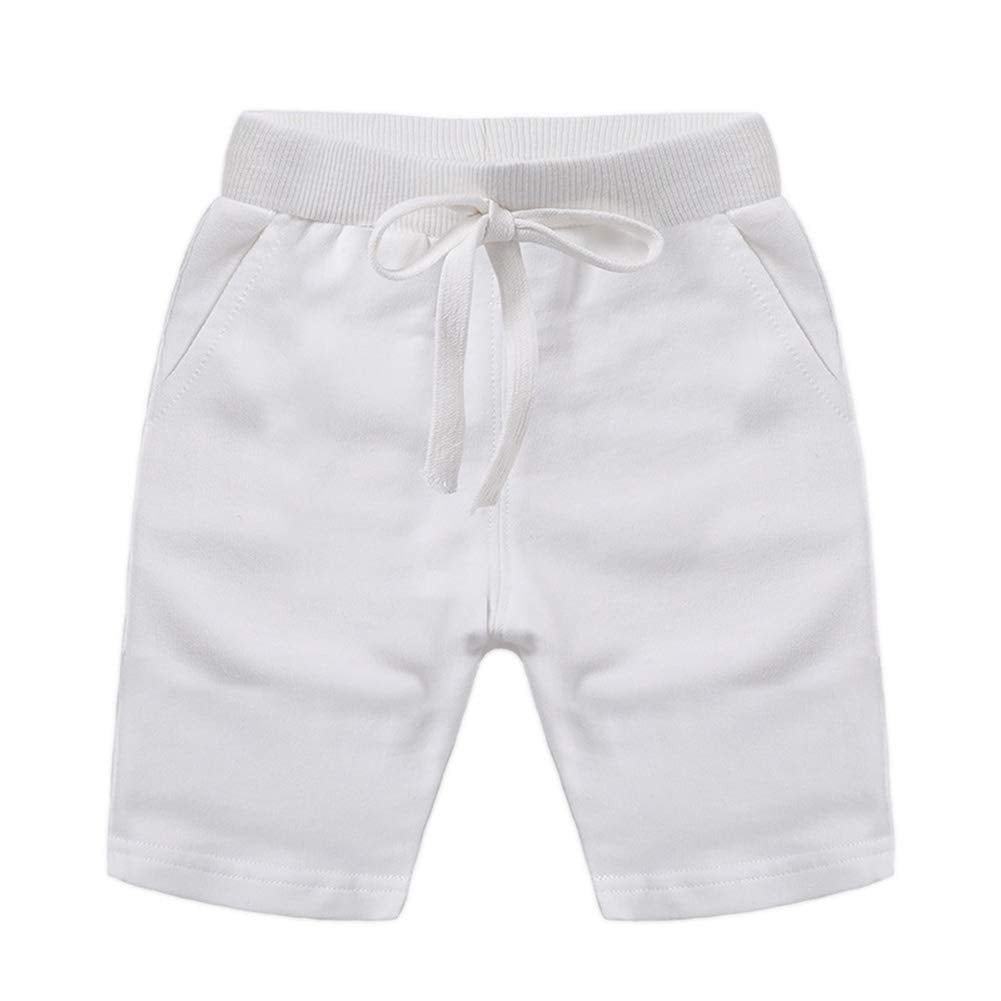 Haxico Toddler Baby Boys Summer Knee Length Solid Cotton Candy Sport Shorts Kids Harem Pants White, 5T