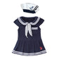 Lxkikmm Baby Girl Nautical Dress Sailor Suit Jumpsuit Romper With Hat