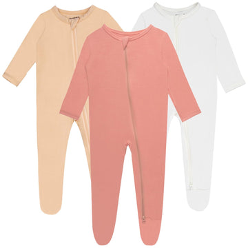 Guisby Baby Footed Pajamas With Mitten Cuffs, Cozy Rayon Made From Bamboo Dual Zipper Sleeper Pjs 0-3 Months