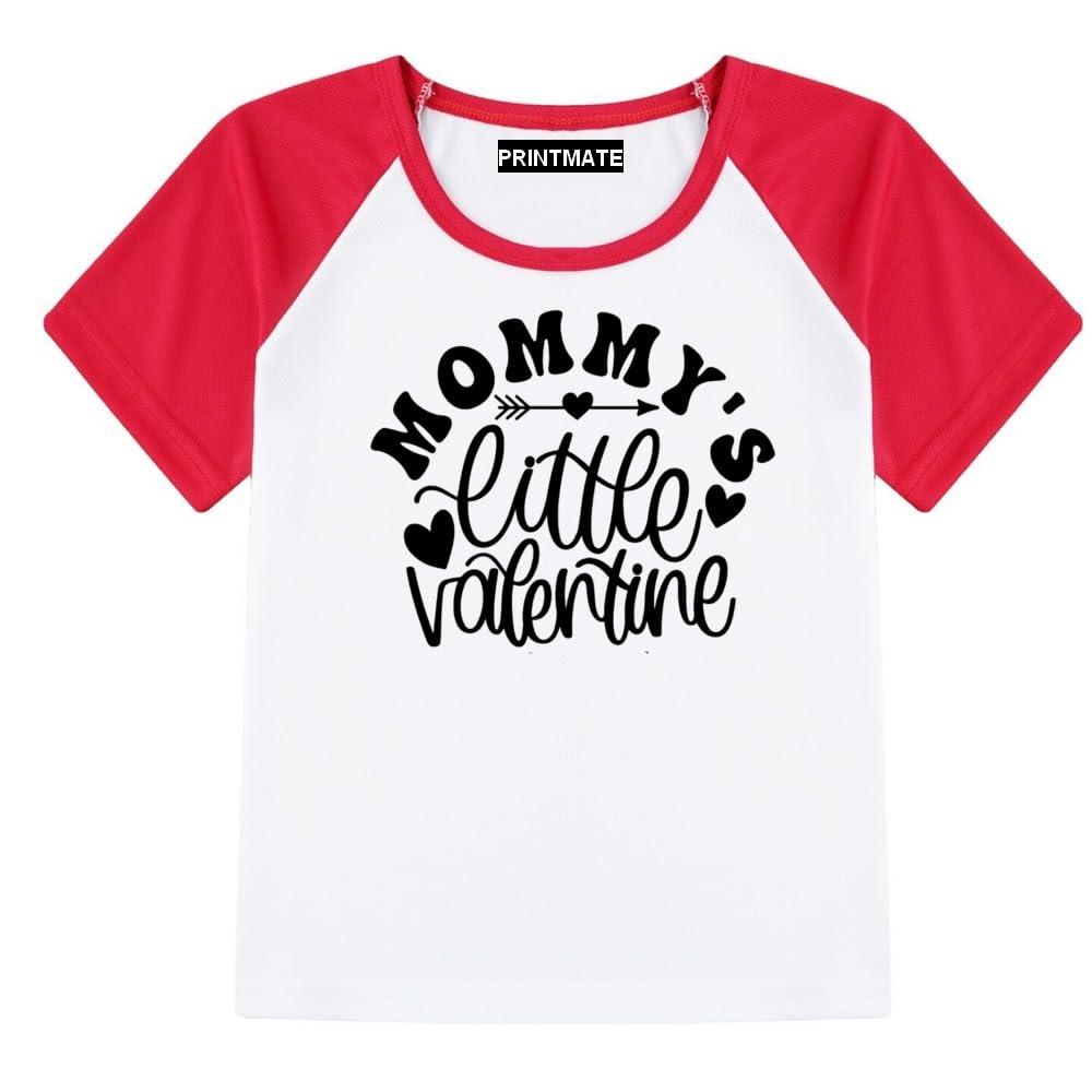 Printmate Cotton Red & White Half Sleeve Kids Tees MommyS Little Valentine TShirt For Baby Boys And Girls  D53