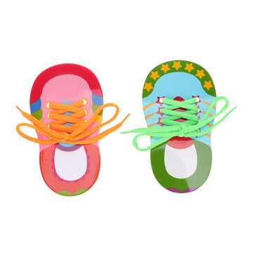 Toyvian Children Shoelace Threading Teaching Toys Toddler Lacing Shoes Early Education Teaching Aids 2pcs