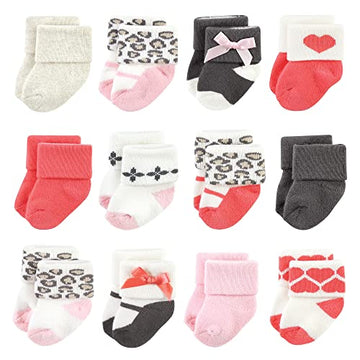 Luvable Friends Unisex Baby Newborn And Baby Terry Socks, Leopard, 0-6 Months