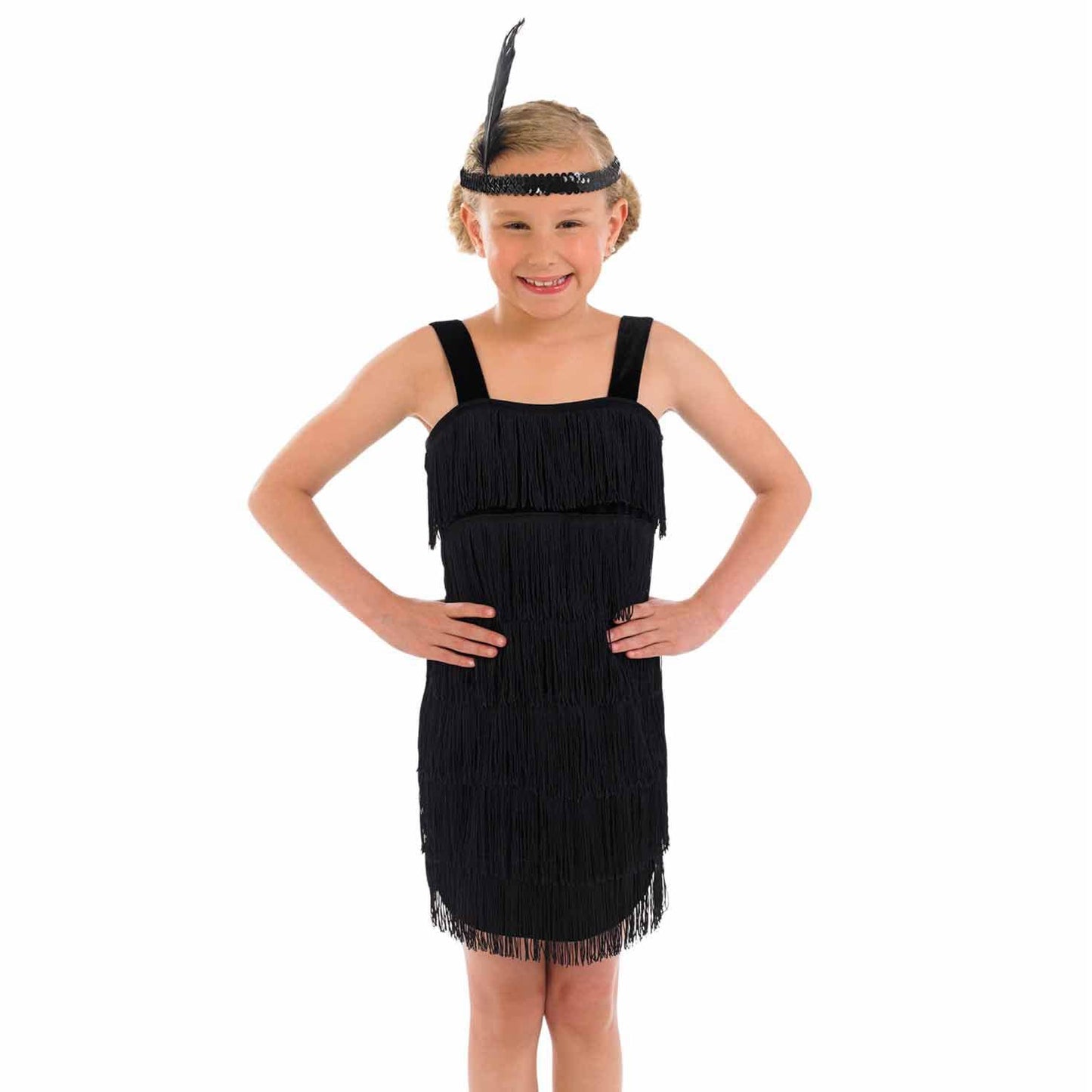 Fun Shack Kids 20S Flapper Girl Costume Black Childrens Halloween Costume For Girls - Large