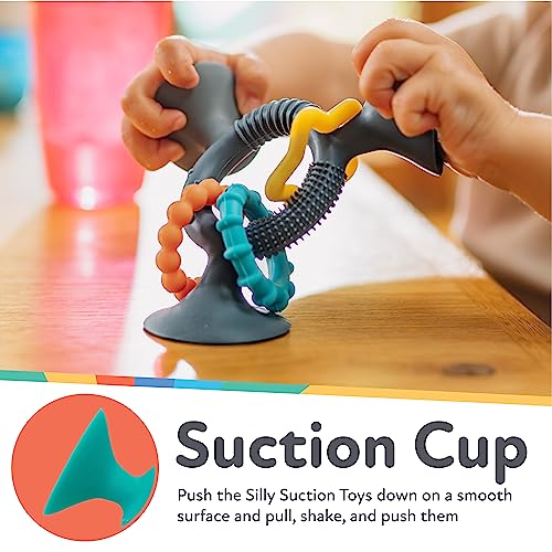 Nuby Silly Three Prong Interactive Suction Toy with Colorful Rings, Red