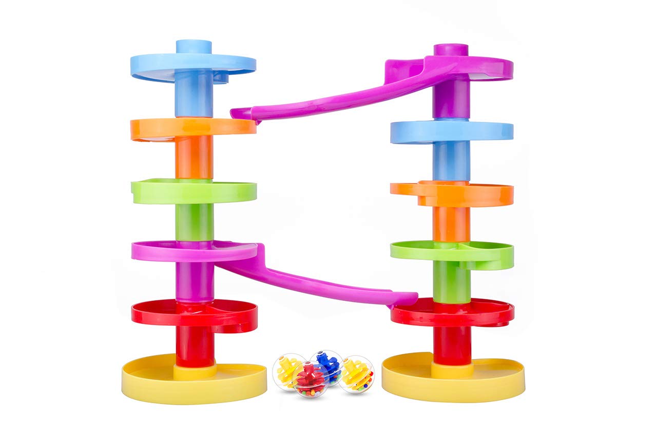 Ball Drop Educational Toy with Bridge - Advanced Spiral Swirl Ball Ram ...