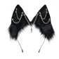 Vigvan Handmade Wolf Fox Ears Animal Cosplay Cute Head Accessories For Halloween (Chain Black)