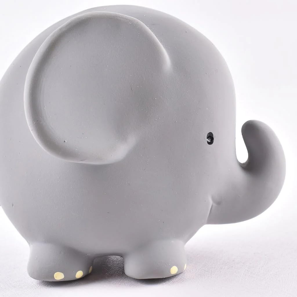 Tikiri Toys Rubber Elephant Rattle, Teether & Bath Toy, Organic Natural Rubber, Ages 6 Months & UP