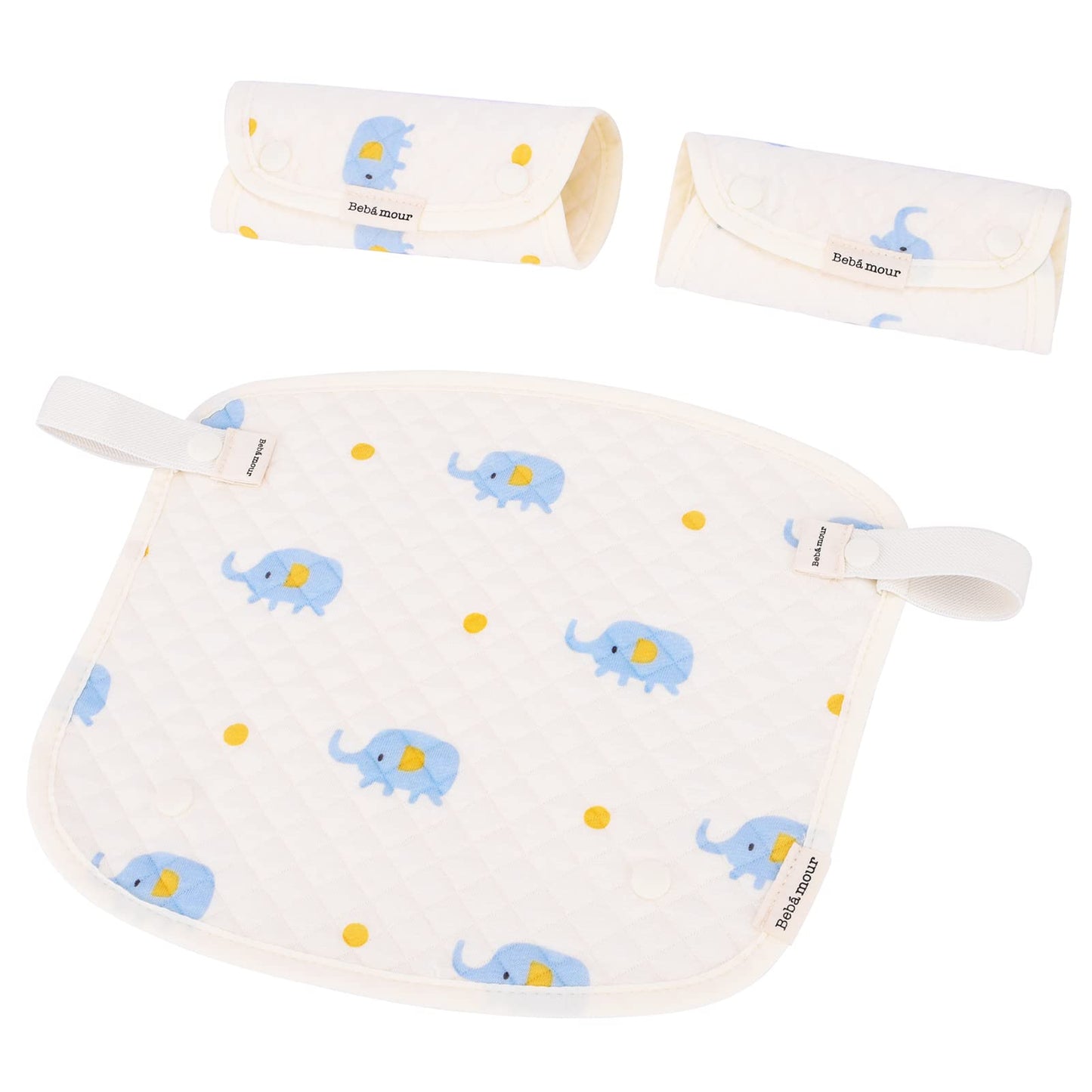 Bebamour Drool and Teething Reversible Cotton Pad For All Carry Positions Baby Carrier White Drool Bib For Boys & Girls(Elephant