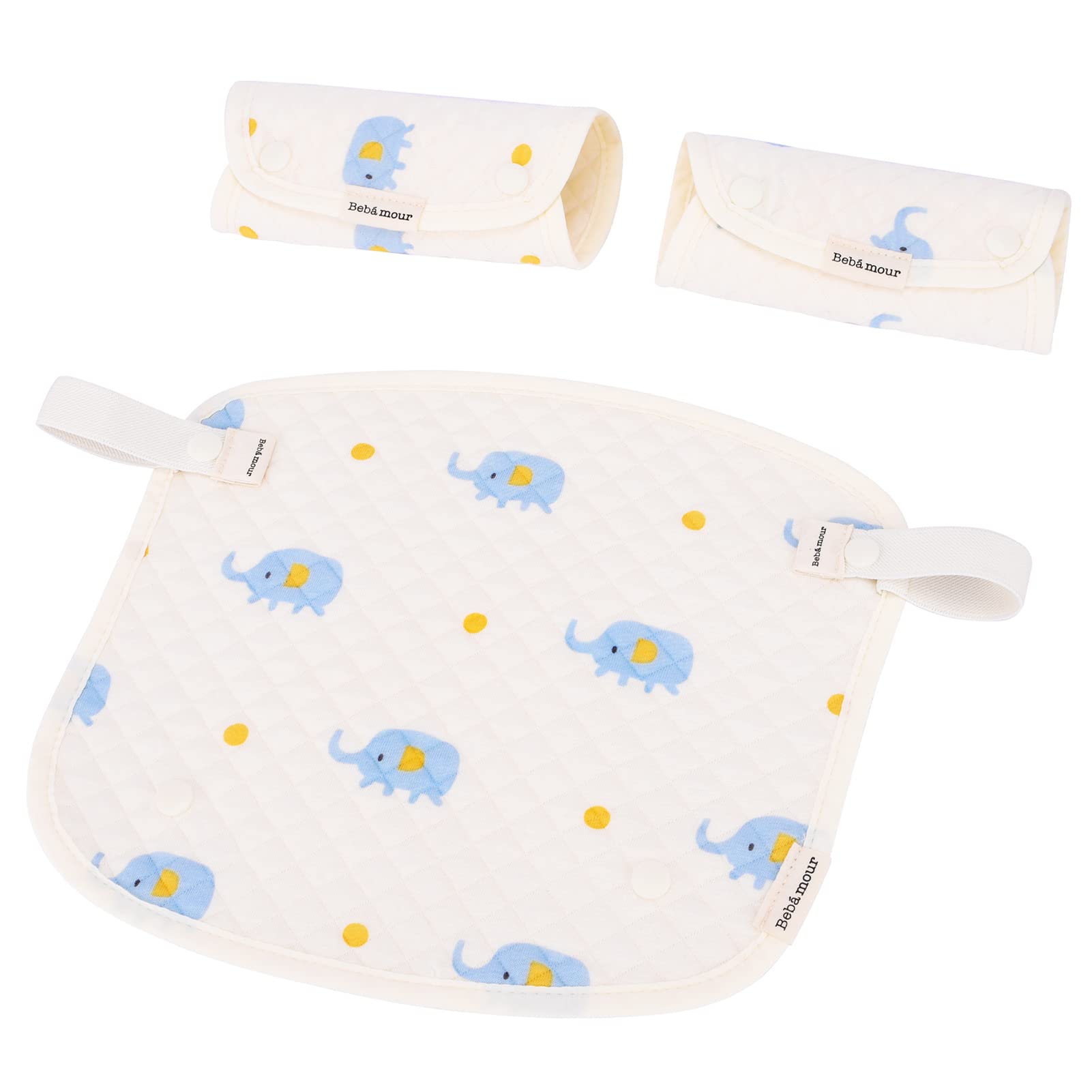 Bebamour Drool and Teething Reversible Cotton Pad For All Carry Positions Baby Carrier White Drool Bib For Boys & Girls(Elephant