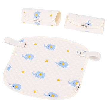 Bebamour Drool and Teething Reversible Cotton Pad For All Carry Positions Baby Carrier White Drool Bib For Boys & Girls(Elephant
