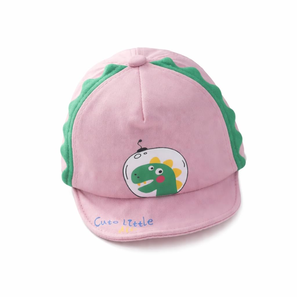 Bold N Elegant Kids Little Dinosaur Print Flat Peak Visor Cap With Grooves Sun Visor Cap Hat For 0 To 3 Years Baby Boys And Girl
