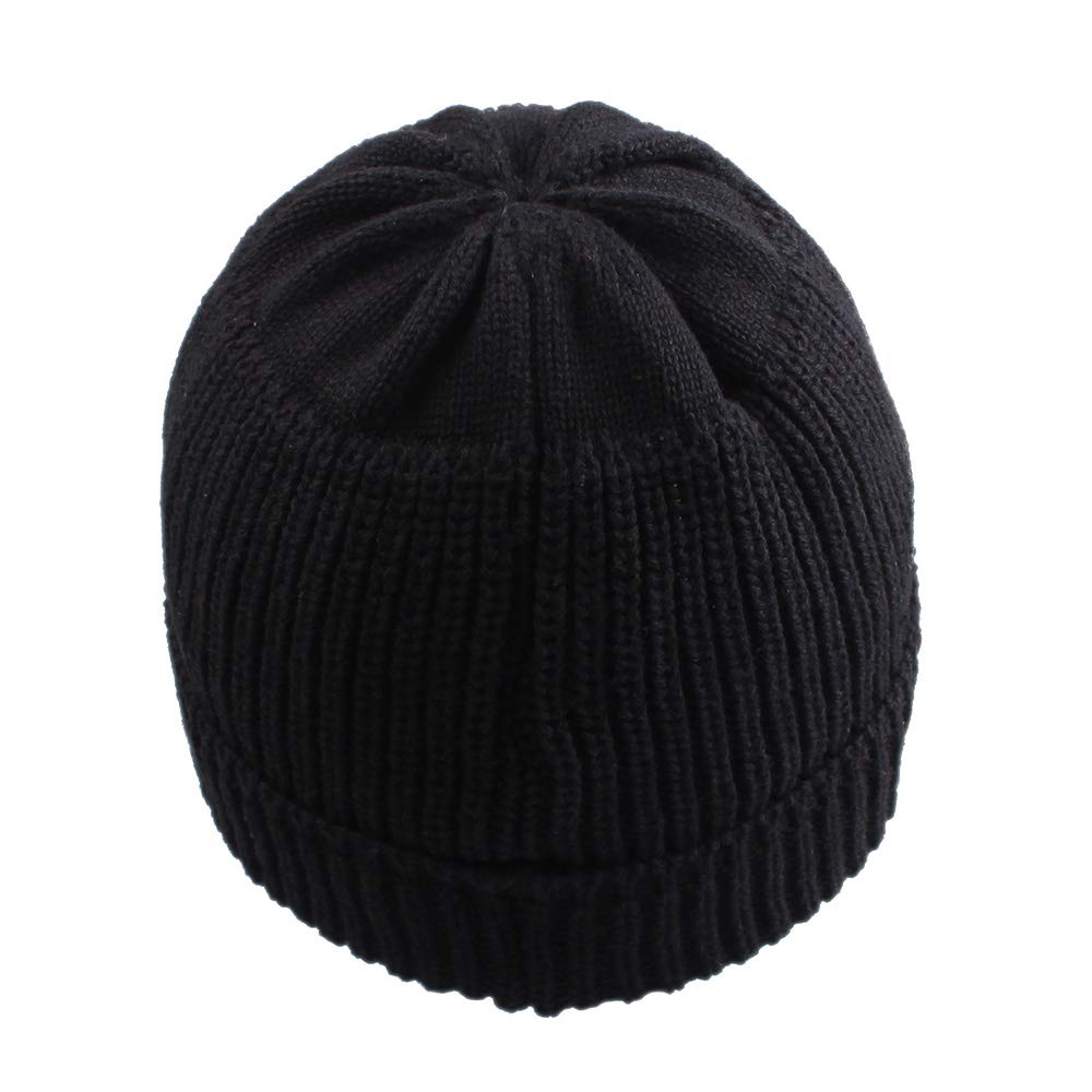 Simple Knitted Baby Beanie Hip-Hop Boys Winter Hat Toddler Kids Bonnet For Girls 0-5Y (Black,L)