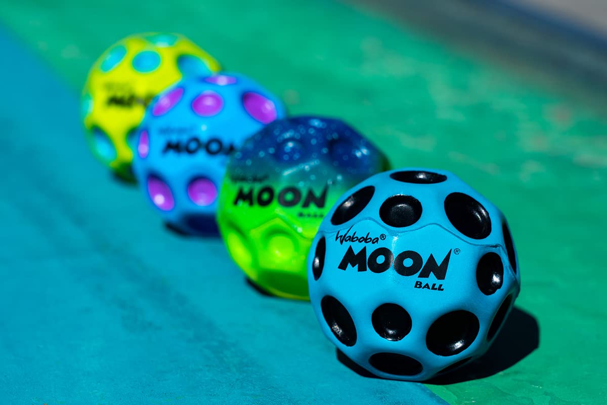 Waboba Moon Ball - Super High Bouncing Ball - Neon Coloured Indoor and Outdoor Ball Ages - Make Pop Sounds - Easy to Grip (Green