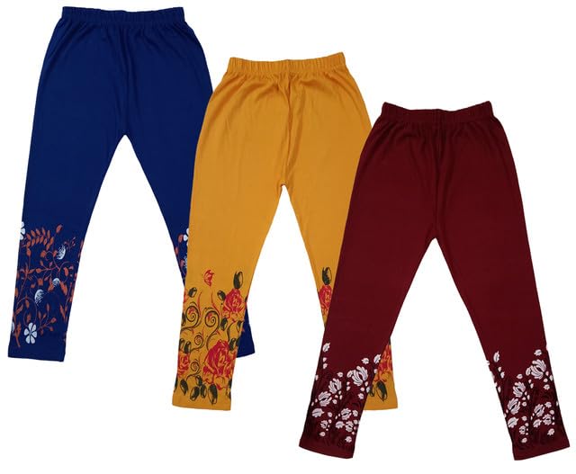 Girls Cotton Printed Capri 3/4th Leggings (Pack of 3) Multicolor153