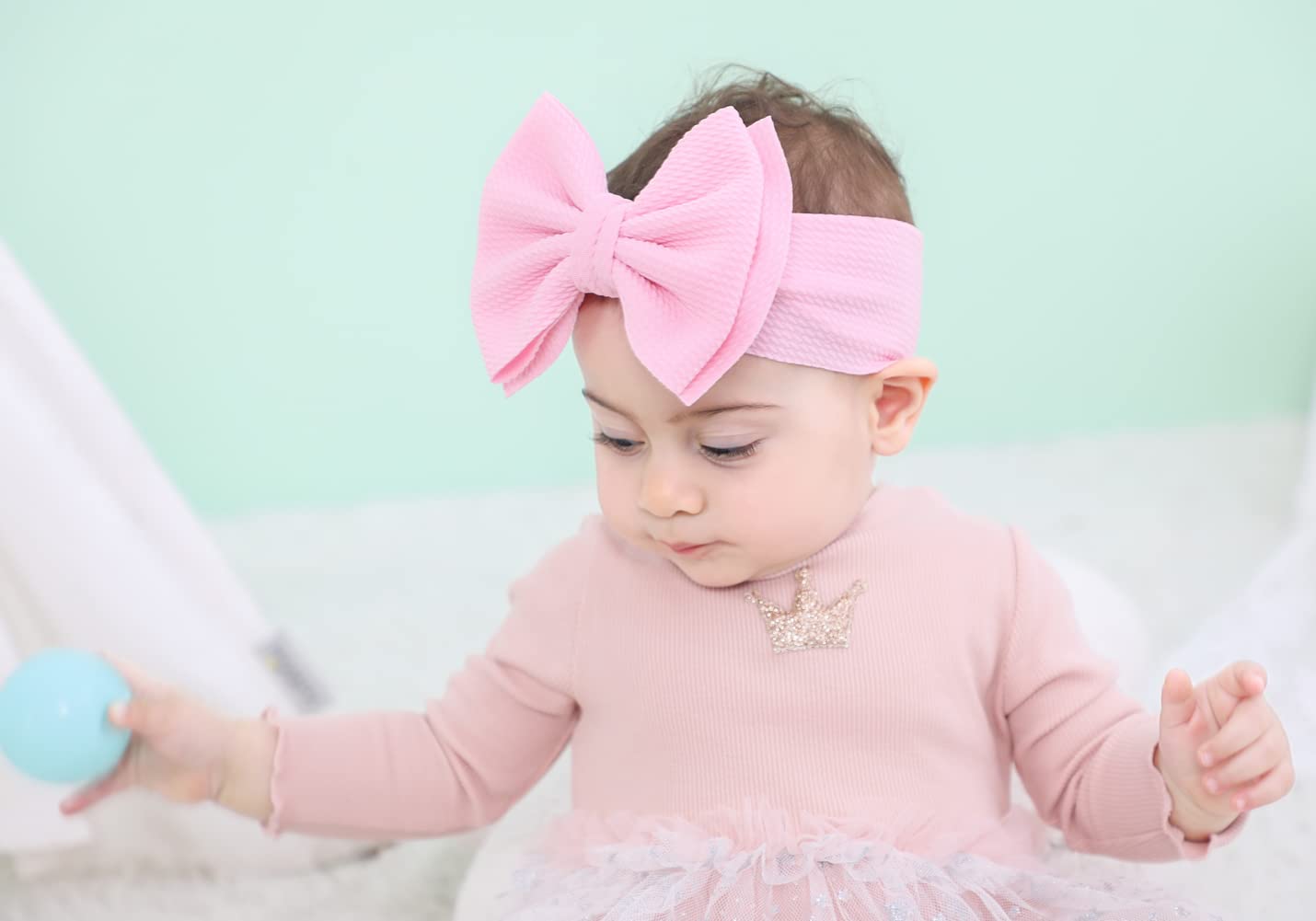 Cinaci 12 Pack Stretchy Elastic Wide Nylon Headbands With Solid Knot Big Hair Bow Headwraps Large Oversized Hair Bows Accessorie