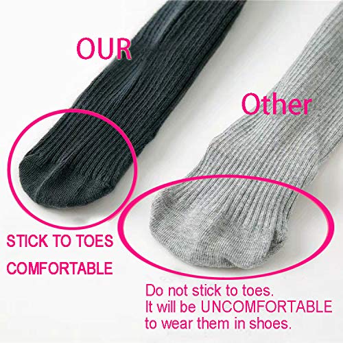 Cecorc Baby Tights - Thick Toddlers Girl Leggings- Cable Knit Cotton Stockings (0-12 Months, 5 Pack (Black+White+Grey+Lightpink+