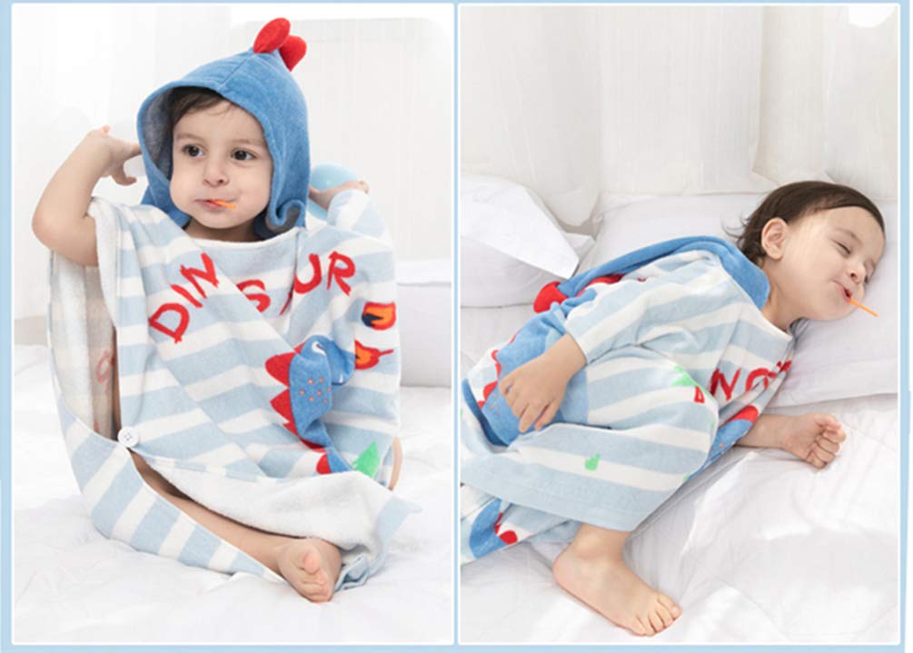 Tonwhar Kids Bath/Pool/Beach Hooded Poncho Towel-Cartoon Animal Pattern Cotton Beach Towel For Baby And Kids (Dinosaur, 1-4 Year