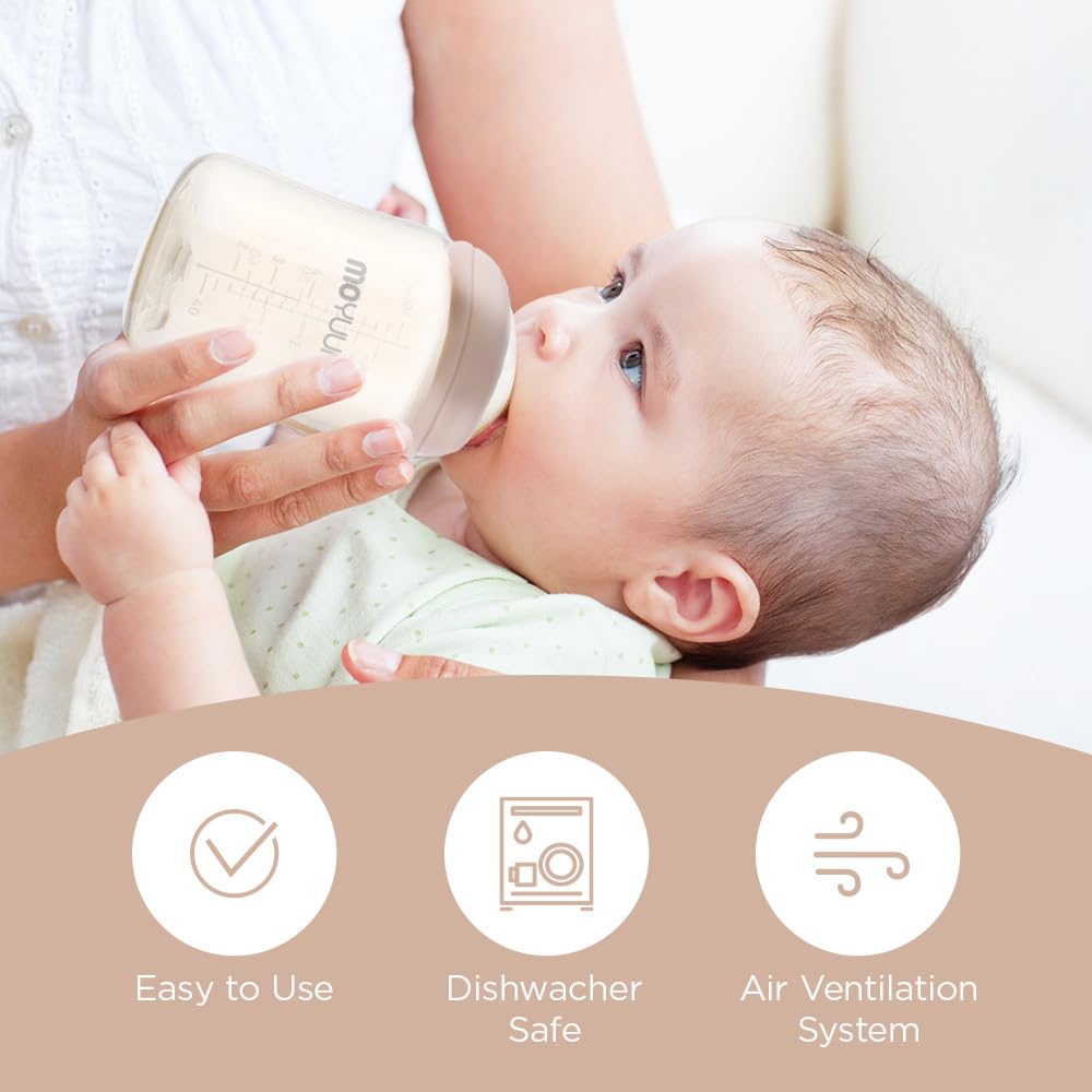 Ppsu All In One Baby Bottle, Ppsu Baby Bottle For Breastfeeding Babies, Anti-Colic Wide-Neck Non-Tip Stable Base, Easy To Clean
