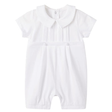 Pureborn Baby Boys Baptism Romper Short Sleeve Christening Outfit One-Piece Coverall 6-9 Months White