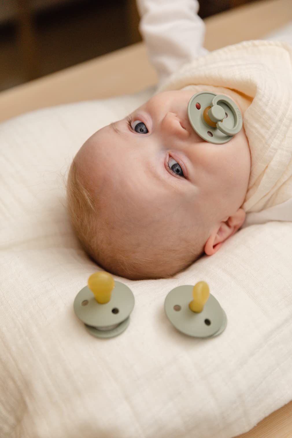 Bibs Pacifiers 0-6 Months | 2-Pack Soothers | Anatomical Nipple | Bpa-Free Natural Rubber | Made In Denmark | Sage/Hunter Green