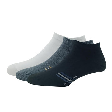 Van Heusen MenS Cotton Ankle Length Socks (Pack Of 3) White, Anthra Melange, Black