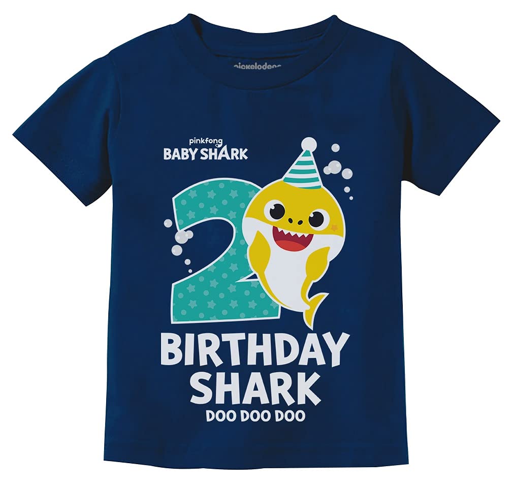 Tstars Baby Shark Shirt Gift For Kids Toddler 2Nd 3Rd 4Th Birthday Girl Boy Outfit Navy 2T