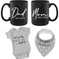Pregnancy Gift Est 2023 - New Mommy And Daddy Est 2023 11 Oz Black Mug Set With 'And So The Adventure Begin' Romper (0-3 Month