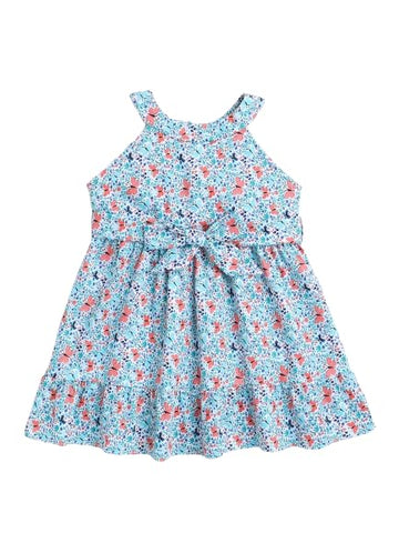 The Magic Wand Sleeveless Casual Dress For Baby Kids Girls Cotton Floral Printed Dress Orange, 56 Years