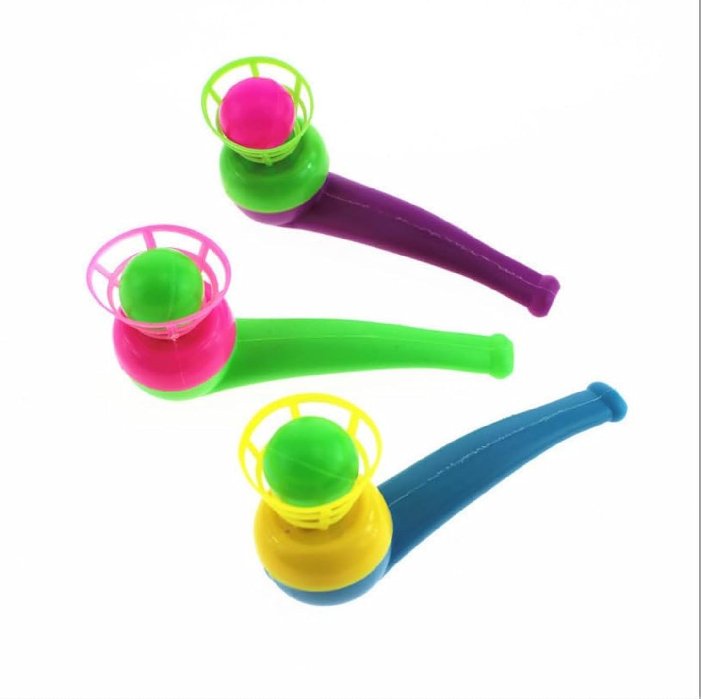 Jinshining 3pcs Random Color Floating Blow Pipe Balls Game Toys, Stress Reliever Balance Blowing Toys for Adults Funny Party Sup