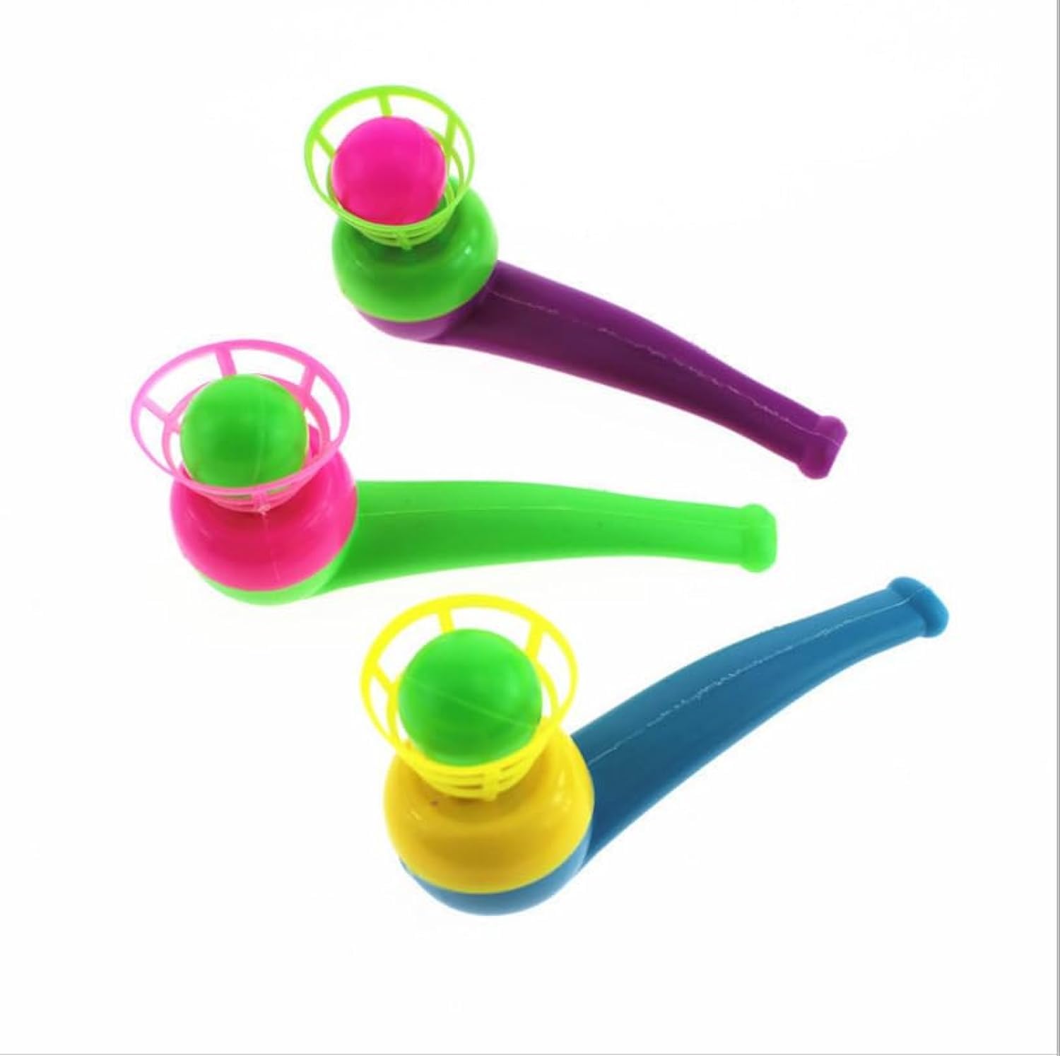 Jinshining 3pcs Random Color Floating Blow Pipe Balls Game Toys, Stress Reliever Balance Blowing Toys for Adults Funny Party Sup