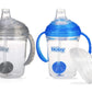 Nuby No Spill 360 Weighted Straw Grip N' Sip Tritan Cup With Hygienic Cover, 8 Oz, Trainer Cup (Blue/Grey)