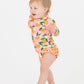 Rufflebutts Baby Girls Upf 50+ Sun Protection Novelty Print Long Sleeve One Piece Rash Guard Swimsuit With Zipper - Orange You T
