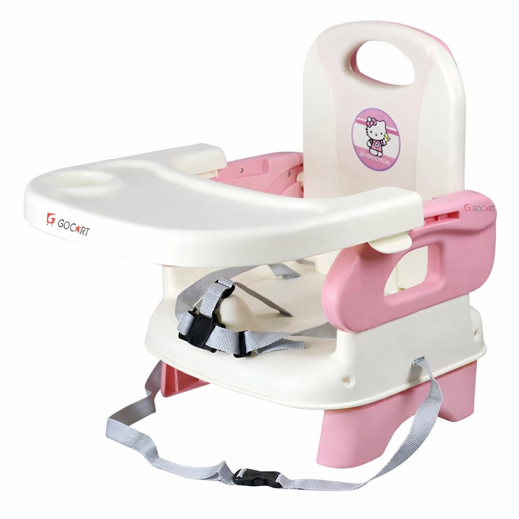 Gocart With G Logo Baby Booster Feeding Chair -Easy Travel Chair - With Safety Belt And Removable Dining Tray For Infants And To