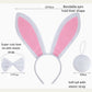 Kirei Sui Kids Bunny Rabbit Ears Headband & Tutu Costume 4 Pieces Dress Up Set White