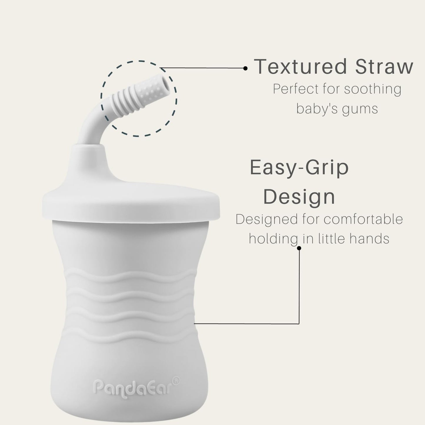 Pandaear Silicone Training Cup, 3 Pack Baby Drinking Sippy Cups With Straw For Baby And Toddler 6 Months+ (Dark Blue/Light Blue/